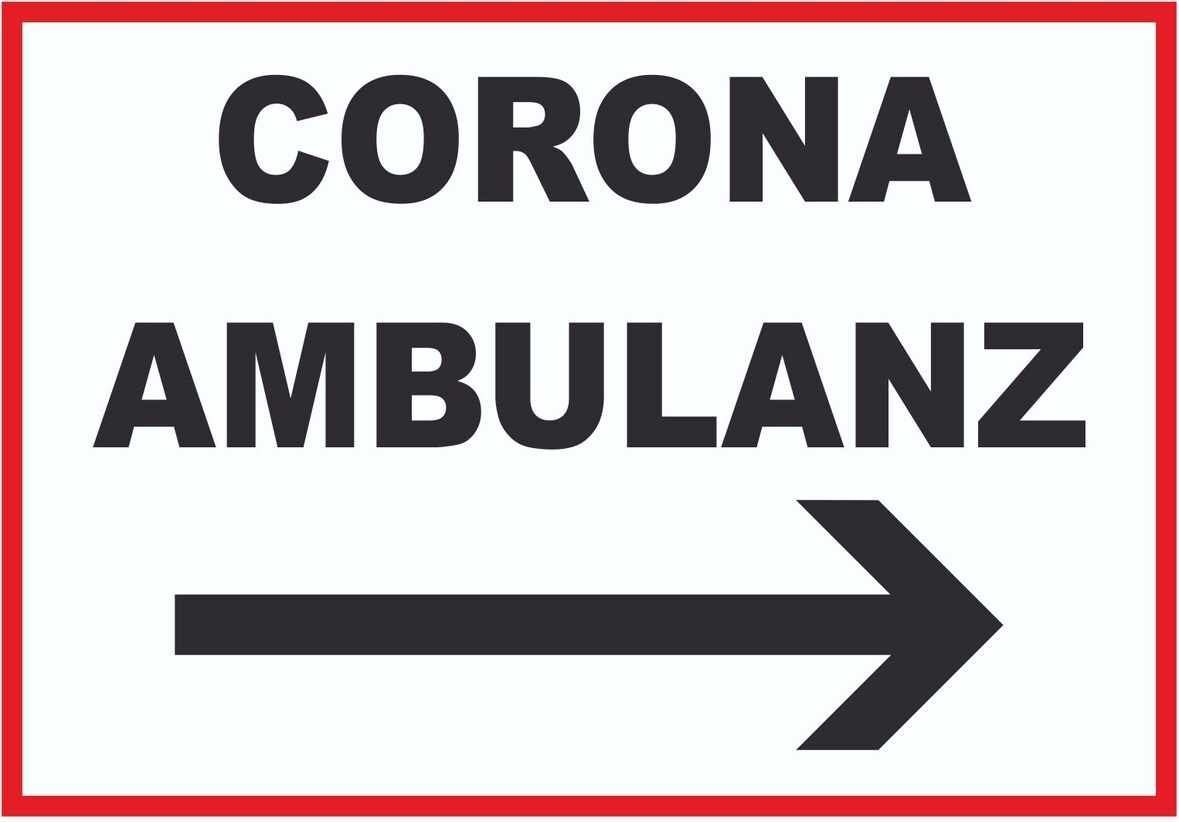 Corona Ambulanz Pfeil rechts Schild A1 (594x841mm)