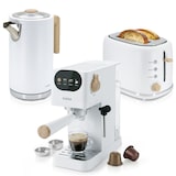 thumbnail of Nordic Conjunto Máquina de Café de 20 Bar Cápsulas e Café Moído + Chaleira Elétrica 1,7L + Torradeira de Pão 2 Fendas Largas,Briebe,SKT1209WHT,Branco