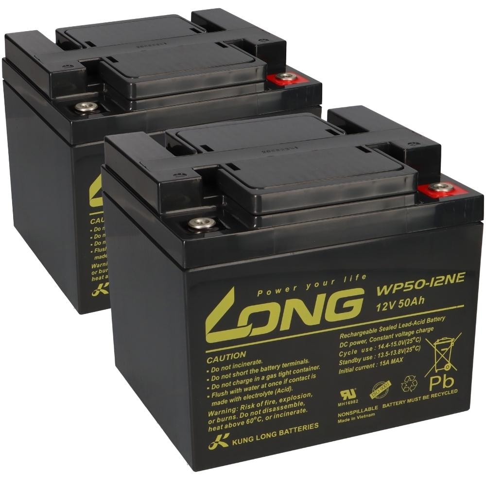 Ersatzakku für Invacare Auriga und Orion 2x Kung Long 12V 50Ah Blei Akku Zyklenfest AGM VRLA