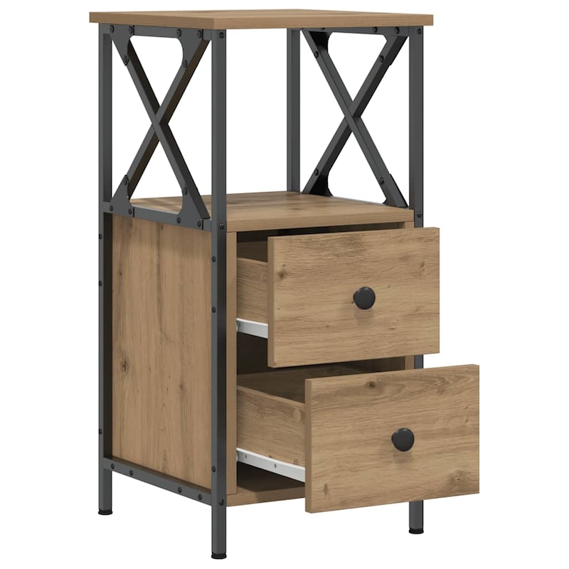 vidaXL Nachtkastjes 2 st 40x30x40 cm bewerkt hout bruin eikenkleur