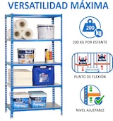 thumbnail of SimonRack Estantería Metálica, 2000x1100x500 mm, 5 Alturas, Bandeja Metal, 200 kg de Punto Flexión, Azul/Galva - Simonclick