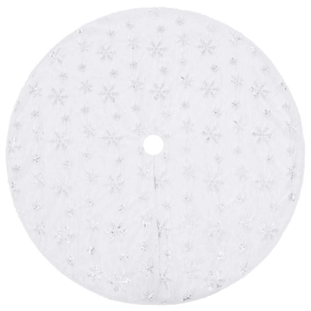 vidaXL Luxus-Weihnachtsbaumdecke Weiß 122 cm Kunstpelz