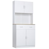 thumbnail of Armario Alacena de Cocina con Cajón 4 Puertas y Estantes Interiores Ajustables Mueble Auxiliar de Almacenaje Moderno para Comedor Salón 80x40x180 cm