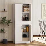 thumbnail of HOMCOM alacena de cocina mueble de cocina con 4 puertas 1 cajón y estantes ajustables antivuelco armario de cocina moderno 70,8x34x180 cm