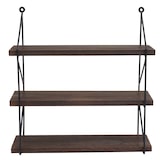 thumbnail of Estante de pared HWC-K78, estante colgante estante flotante, 3 estantes metal madera maciza industrial 40x40x13cm ~ marrón oscuro