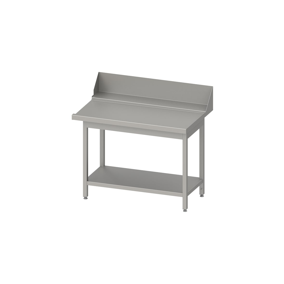 Stalgast Edelstahl Ablauftisch "PRO", Korbführung mit Gefälle, mit Grundboden, 900x750x880 mm, Anbauseite rechts, mit Aufkantung 200 mm, verschweißt