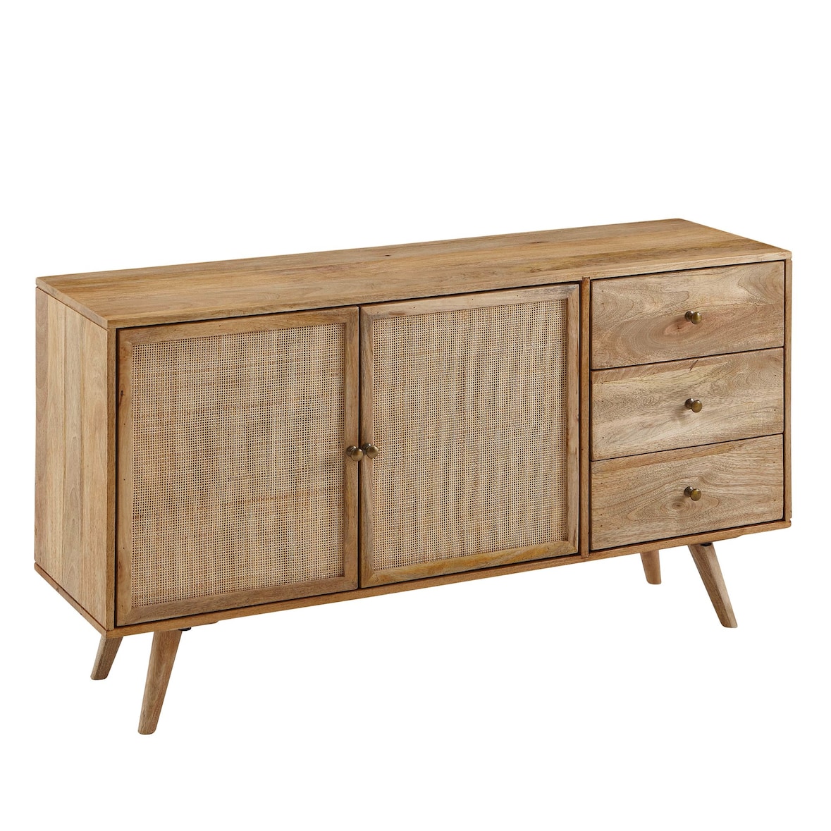Mangoholz Sideboard, Unique Design, Stabile Konstruktion, Großer Stauraum. 140x40x75 cm | Kadima Design