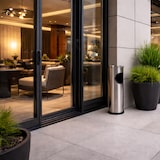 thumbnail of Cenicero de acero inoxidable con columna de suelo papelera cubo de basura para interior y exterior para hoteles bares restaurantes y oficinas 15x57 cm