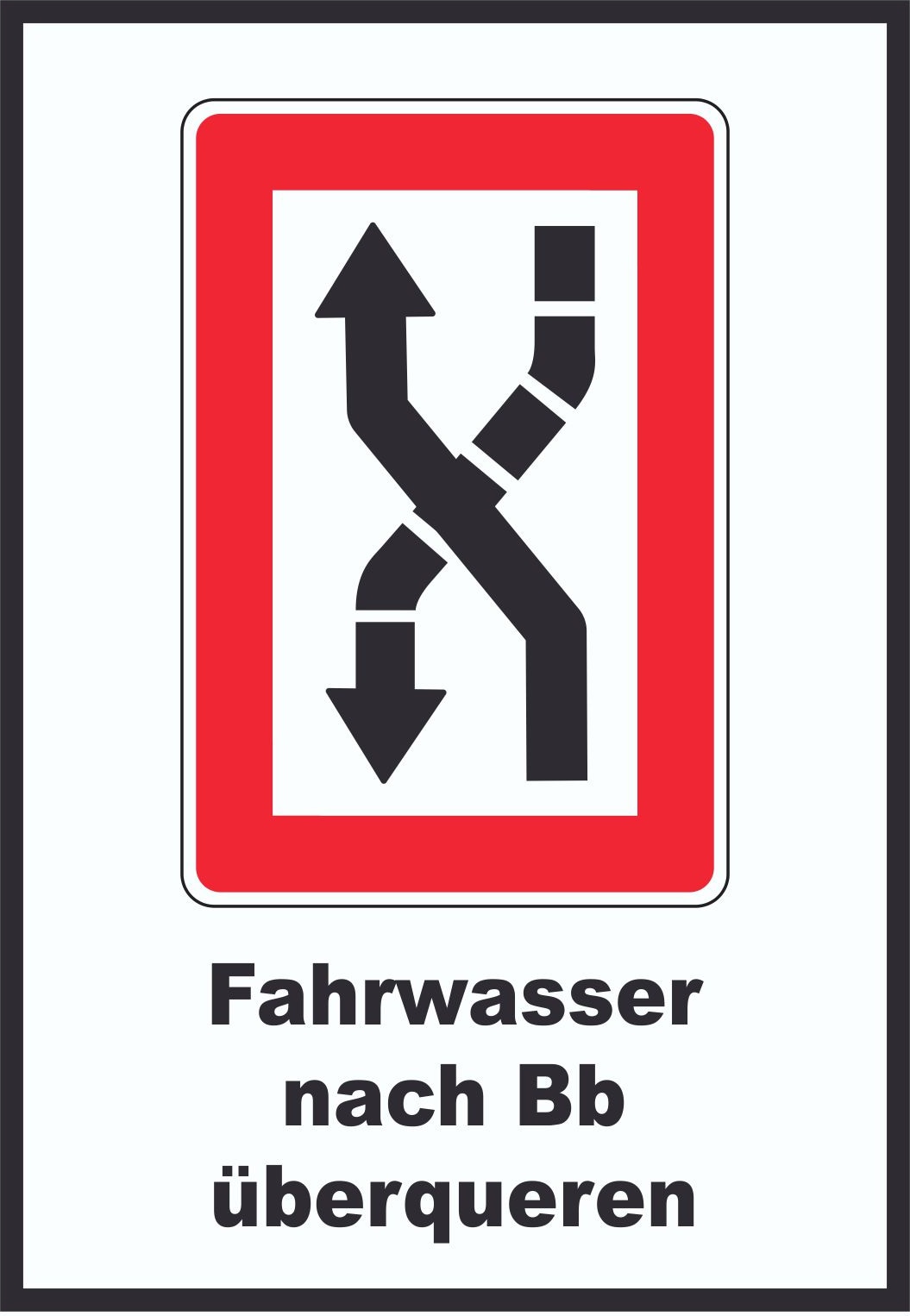 Fahrwasser nach Backbord zu überqueren Symbol und Text A3 Rückseite selbstklebend