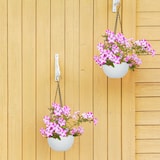 thumbnail of Relaxdays Blumenampel mit Wasserspeicher, 2er Set, Wasseranzeige, Flechtoptik, HxD: 54x18,5 cm, Blumentopf hängend, weiß