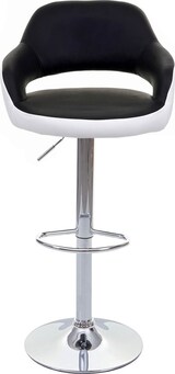 thumbnail of 2er-Set Barhocker stylisch | Sitzhöhe 61-81cm | mit Lehne Kunstleder | Schwarz-Weiß | Barstuhl Tresenhocker Drehhocker