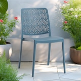 thumbnail of Set van 6 stapelbare stoelen van polypropyleen met glasvezel, voor tuin of binnengebruik, waterafstotend en duurzaam, modern design – YARA/Petrolblauw