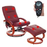 thumbnail of BERLINLODGE Massage-Fernsehsessel inkl. Fußhocker bequem und gemütlich, HxBxT 98x66x89 cm, Massagefunktion, Kunstleder, Bordeaux