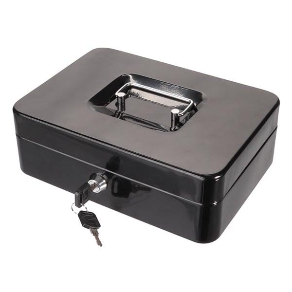 Coffret à monnaie, avec 2 clés et monnayeur, noir