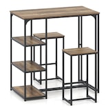 thumbnail of COSTWAY Bartisch mit Barhocker-Set, für 2 Personen Bartisch-Set mit 3 Staufächern, Vintage-Küchentheke