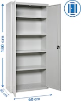 thumbnail of SimonRack Armario Metálico Garaje, 4 Estantes, 2 Puertas, 1800x600x400 mm, Armario Oficina, Amario Multiusos, Gris Prelacado - Simonlocker