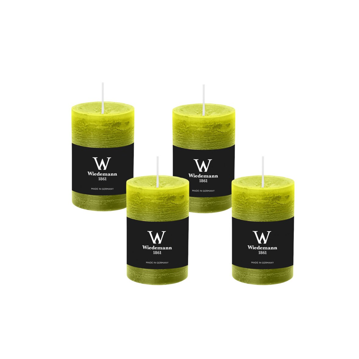 4er Set Adventskranzkerzen Rustik Marble Kerzen durchgefärbt mit Abbrandschutz Apfelgrün 140 x 100 mm