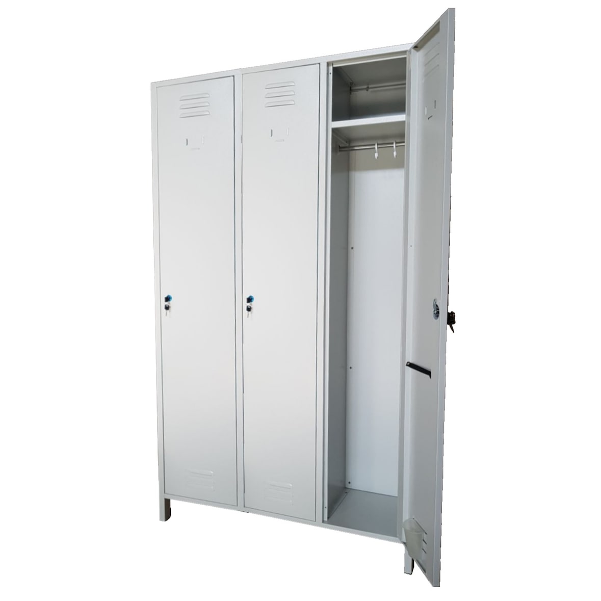 Armadio armadietto spogliatoio in metallo a 3 posti salva spazio Dim. Cm. 101x34x180h