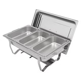 thumbnail of Rechaud / Aquecedor de alimentos para buffet retangular com 3 compartimentos 5L em aço inoxidável
