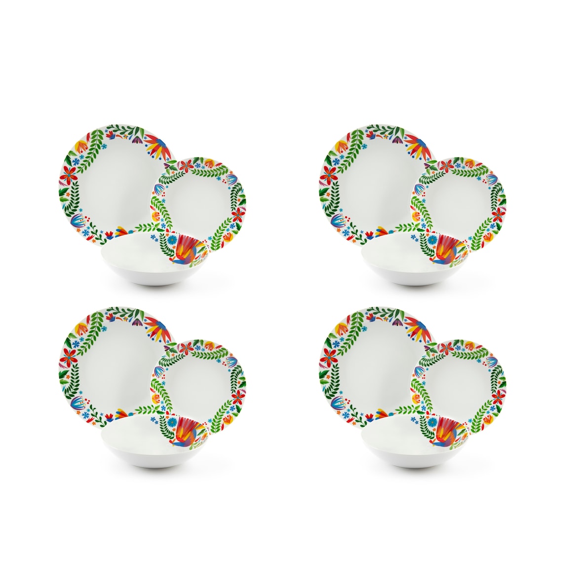 Juego de vajilla de porcelana multicolor Excelsa Fiesta de 12 piezas