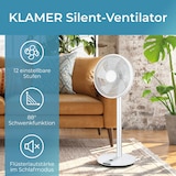 thumbnail of KLAMER Silent Ventilator, extra leiser DC Designventilator mit Fernbedienung, 12 Geschwindigkeitsstufen von lau bis turbo, Standventilator, Schlaf- &…