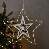 thumbnail of LED Stern 3D Dekohänger Metallstern Weihnachtsstern Timer D: 30cm silber