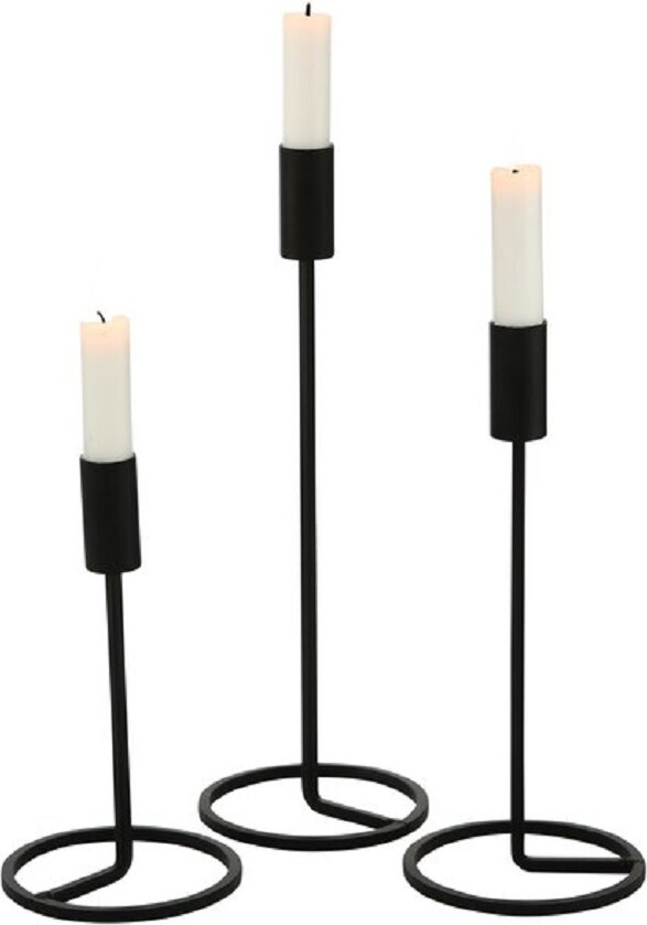 Kerzenleuchter Fio Kerzenständer Metall 3teilig H 32 cm schwarz