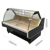 thumbnail of Gasfrit – Fleischtheke Schwarz – 1500 x 1050 x 1200 mm – Statische Kühlung – Gebogenes Glas