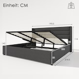 thumbnail of Stauraumbett 180x200 Doppelbett mit Hydraulik Lattenrost Gepolstertes Kopfteil Stauraum Modern Stabil Schlafzimmer Grau