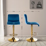 thumbnail of CHEFGASTRO Barhocker MAUI Samt G HxBxT 83x39x36cm Samt Blau Barstuhl