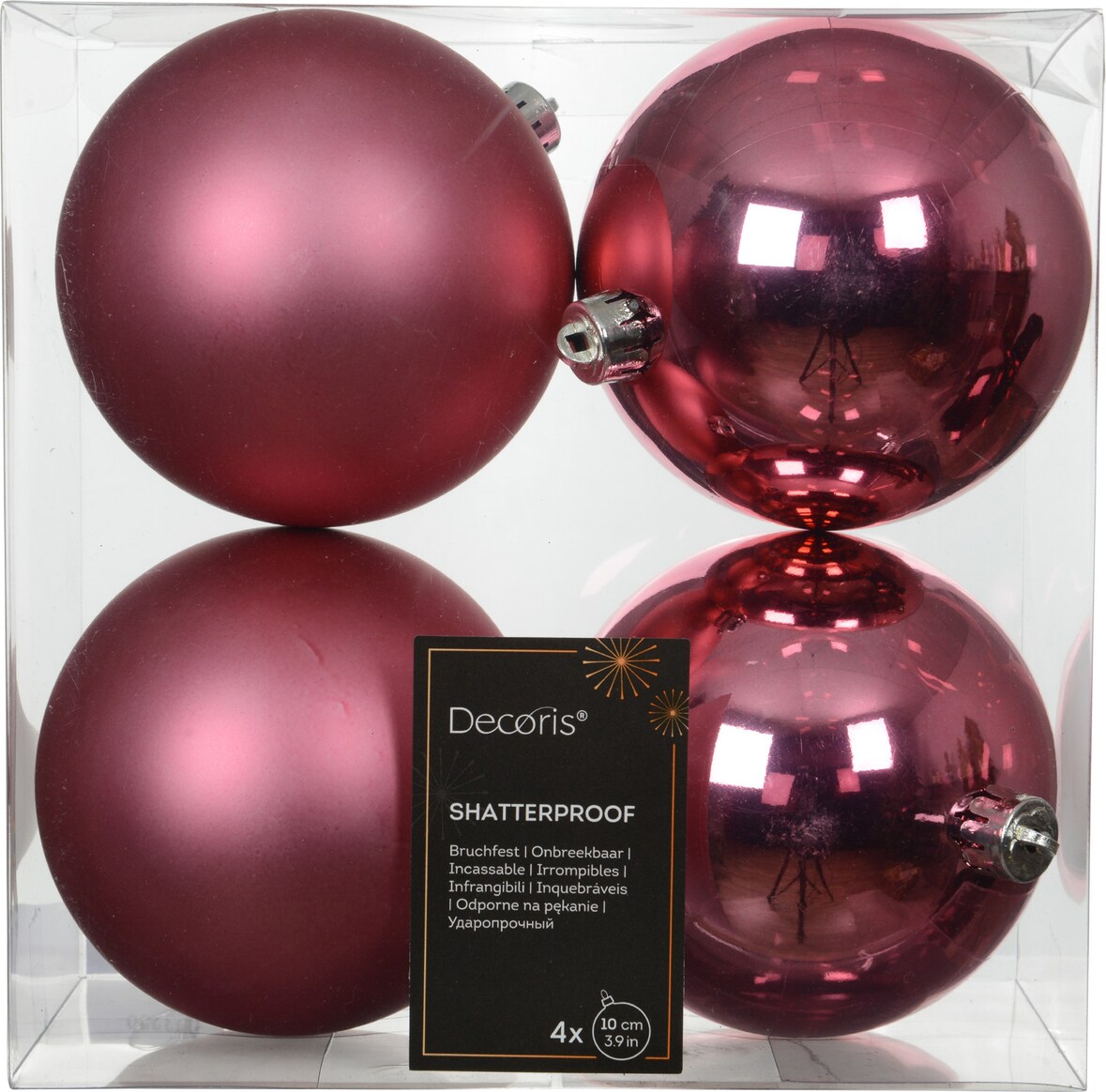 4 Weihnachtskugeln 10cm Kunststoff klassisch & bruchsicher Christbaumkugeln Weihnachtsbaumkugeln Christbaumschmuck Weihnachtsbaumschmuck Blütenrosa