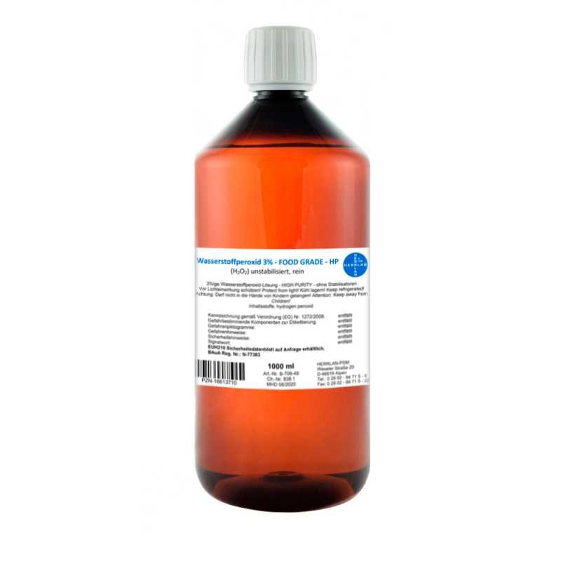 Wasserstoffperoxid 3% FOOD GRADE I 1 Liter I unstabilisiert I PZN-16613710 I Made in Germany