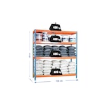 thumbnail of Scaffalatura metallica di medie dimensioni Ecoforte Chipboard 4 ripiani. Colore blu/arancio/legno 2000x1500x450 mm