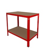 thumbnail of Banco Tavolo Da Lavoro Senza Bulloni In Acciaio Metallo e MDF Portata Fino 550 Kg 2 Ripiani Regolabili Garage Officina Cantina 90 x 100 x 60 cm Rosso