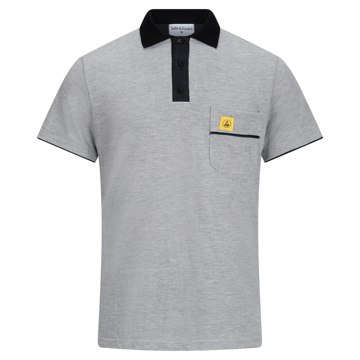 ESD-Poloshirt PRO PLUS, 210g/m², hellgrau/schwarz, S