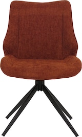 thumbnail of 6er-Set Esszimmerstuhl HWC-O48, Küchenstuhl, drehbar Auto-Return, Stoff/Textil Chenille (320g/m²) Öko-Tex ~ rotbraun