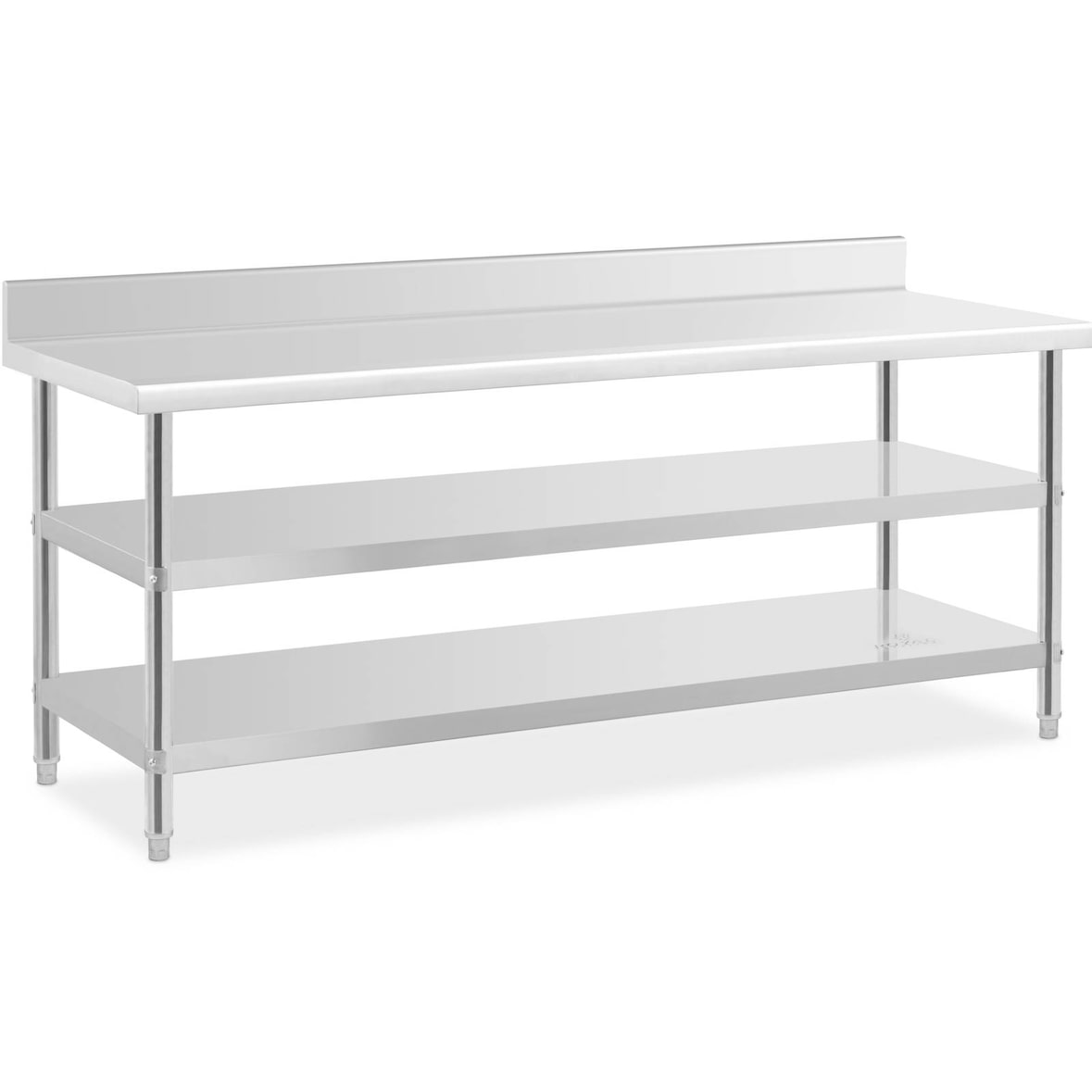 Royal Catering Tavolo in acciaio inox - ECO - 200 x 70 cm - 500 kg - Ripiano intermedio -