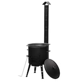 thumbnail of Ø40 Uchag 2mm stahl Utschak mit Abzugsrohr Utschag Outdoorofen 15L Gusseisen Kazan mit Gusseisen Deckel Kasan Feuerstelle Feldküche