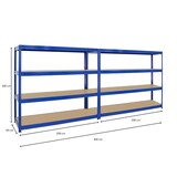 thumbnail of PROREGAL Mega Deal | 2x Schwerlastregal Dino | HxBxT 180x200x60 cm | Fachlast 600kg | Blau | Stecksystem Lagerregal Regalsystem 2 Stk.
