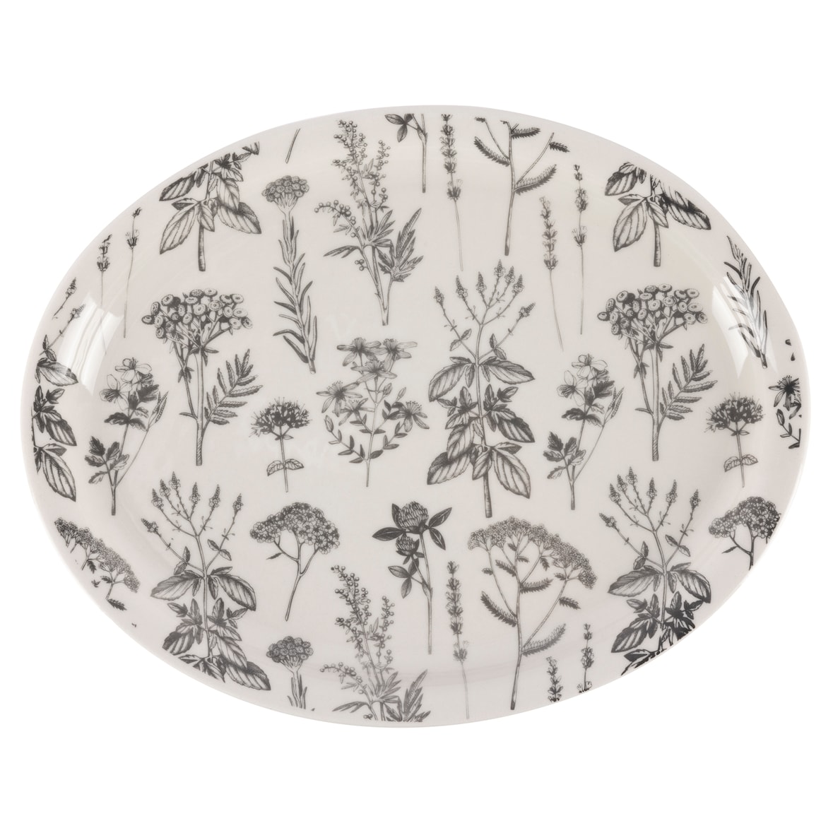 BERGNER - Plato de Servir Ovalado en Gres 30,5x24 cm - Flower