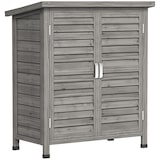 thumbnail of Cobertizo de Almacenamiento de Madera para Jardín con 2 Estantes Interiores 2 puertas y Techo Inclinado para Exterior Terraza 87x46,5x96,5 cm
