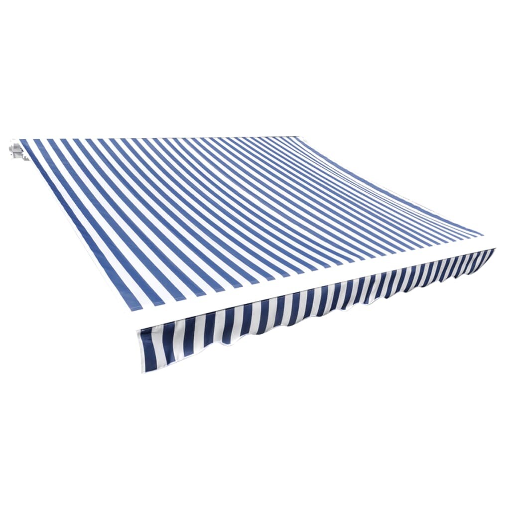DELUKE® Markisenbespannung Markisenstoff Wasserabweisend Reißfest Blau-Weiß, für 400x350cm Rahmen Markise mit Volant Markisen Ersatzstoff Markisentuch