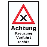 thumbnail of Schild Achtung Kreuzung Vorfahrt rechts A2 (420x594mm)