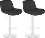 thumbnail of 2er Set Barhocker PONOR - Stoff Schwarz 50x50x85 cm Weiß | Barstuhl Höhenverstellbar Mit Lehne Drehbar Tresenhocker Tresenstuhl Kneipenhocker