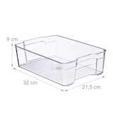 thumbnail of Relaxdays Kühlschrank Organizer, Lebensmittel Aufbewahrung, HBT 9 x 21,5 x 32 cm, Kühlschrankbox m. Griffen, transparent