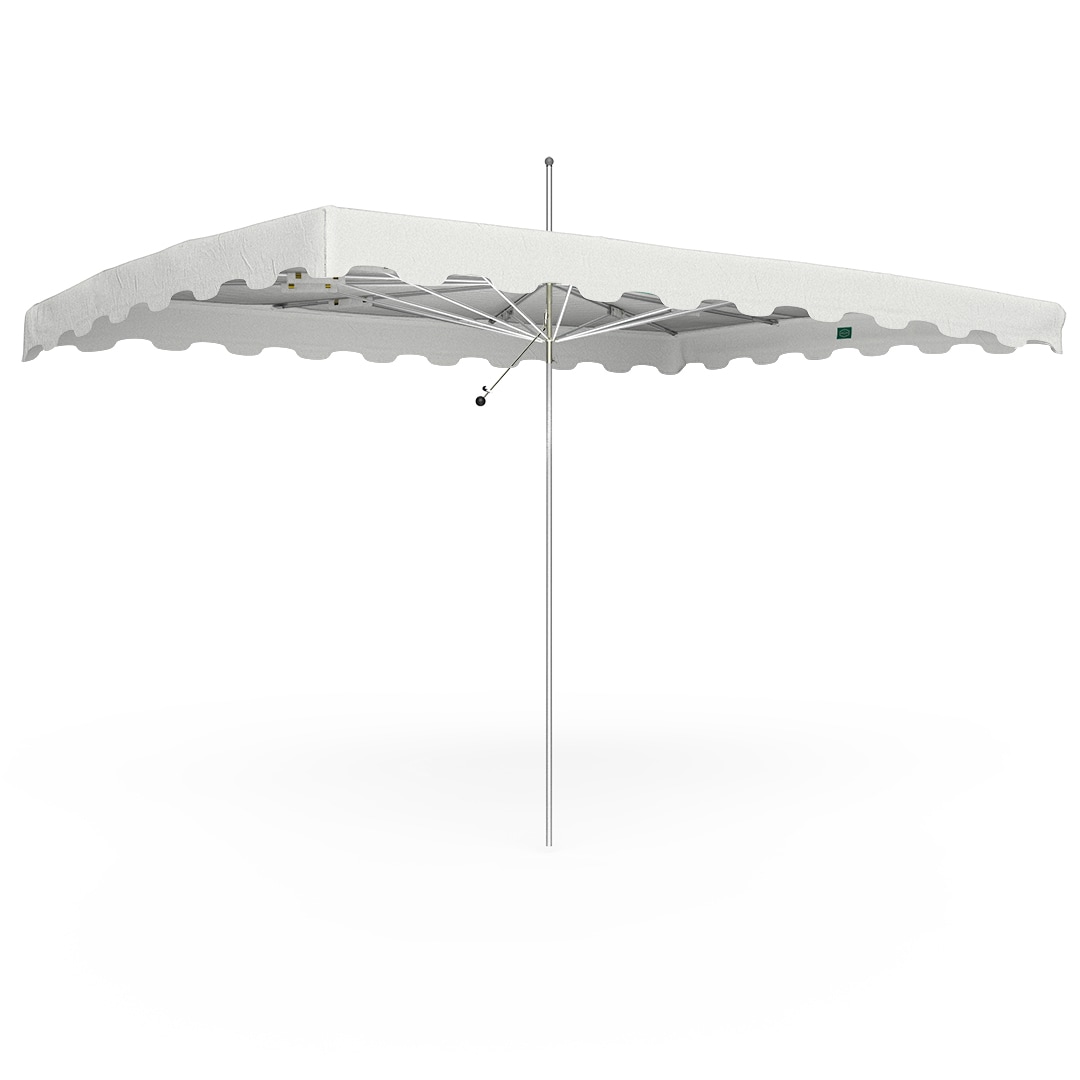 Parasol de marché forain 400x300cm Blanc - Armature Télescopique + Toile + Housse