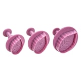 thumbnail of Set van 3 Zenker Sweet Sensation koekjesvormpjes met bladmotief en drukmechanisme.