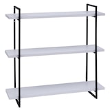thumbnail of Estante de pared HWC-K78, estante colgante estante flotante, 3 estantes metal madera maciza industrial 60x60x18cm ~ blanco, metal negro