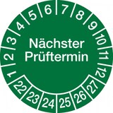 thumbnail of Prüfplakette ab 27, Nächster Prüftermin, Jahresfarben, Folie, Ø 30mm - Bogen = 10 Stück - 30 mm Folie selbstklebend
