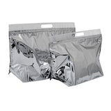 thumbnail of Sac panier plastique isotherme métallisé 36 x 20 x 15 cm  (ouverture x hauteur x soufflet) - volume 10L - isolant mousse PE - par 100 unités